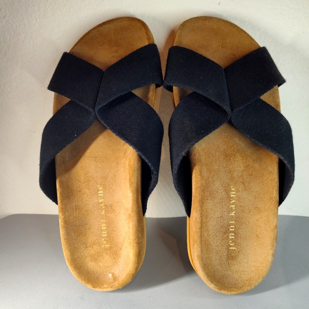 Jenni Kayne Cotton Crossover Sandals Women's Sz Eu 37 Us 7 Black $345